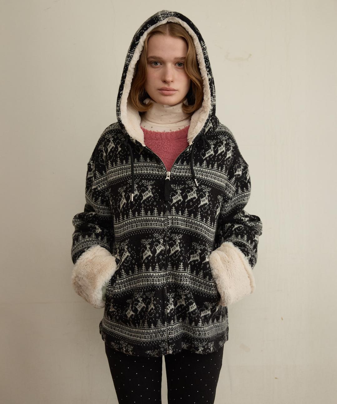 Nordic Fur Hoodie, Black