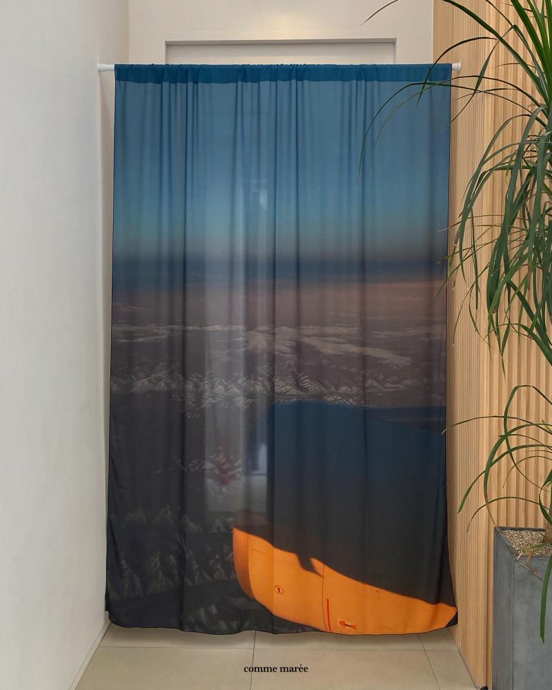 꼼마레 항공 노을 쉬폰 패브릭 대형 커튼