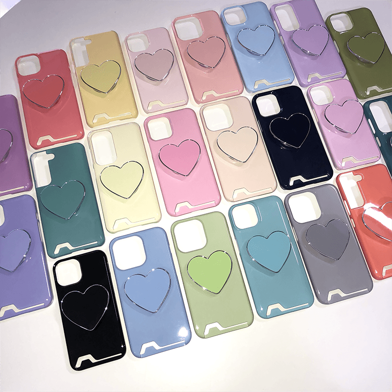 가꼬싶다 단색 컬러 +하트 스마트톡 세트 갤럭시 아이폰 케이스 하드 유광 카드 수납 기본 핸드폰케이스