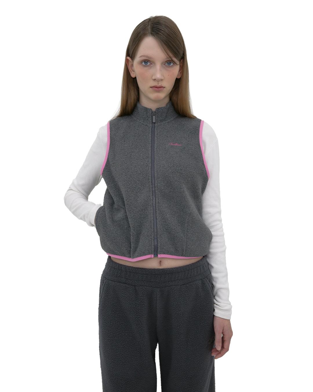 COLOR BLOCK FLEECE VEST, GRAY