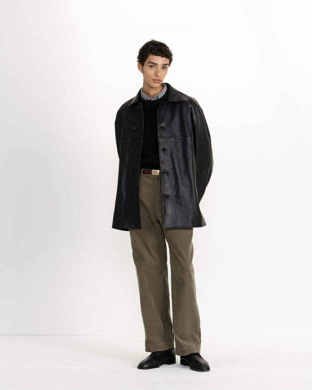 Leather Car Coat, Black