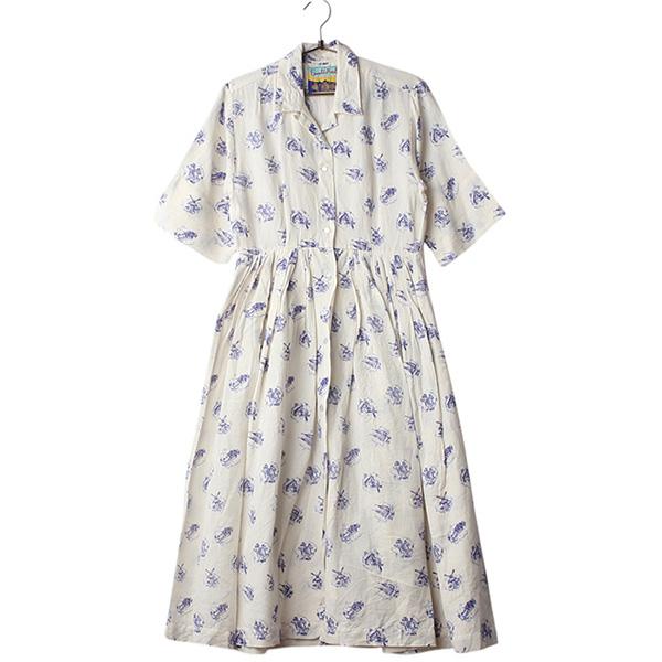 EMERALD MOTEL40%린넨 빈티지패턴셔츠원피스 / Women