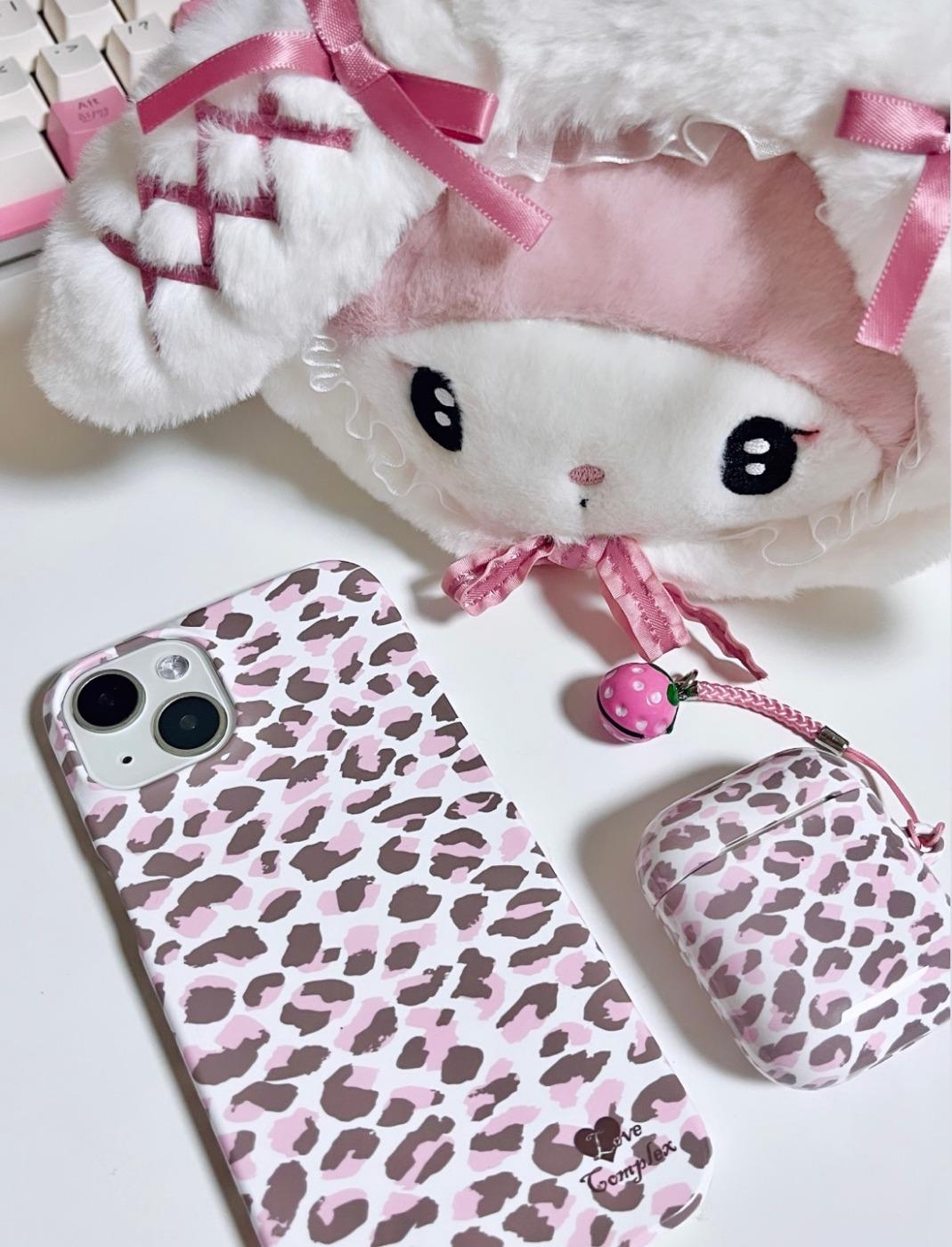 brown pink leopard hard / card pocket phone case