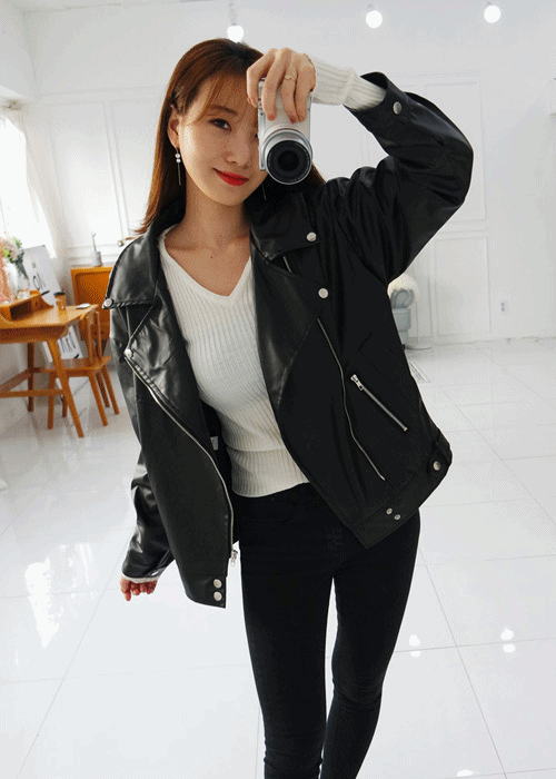 J84-4 치티 빅사이즈 가죽 라이더 자켓 44-120