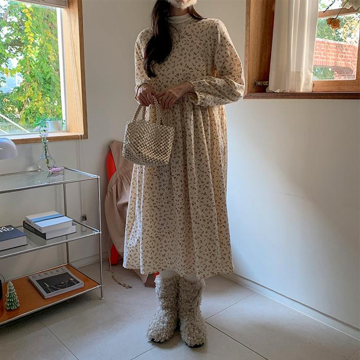 (입고완료) 겨울꽃 기모 롱원피스