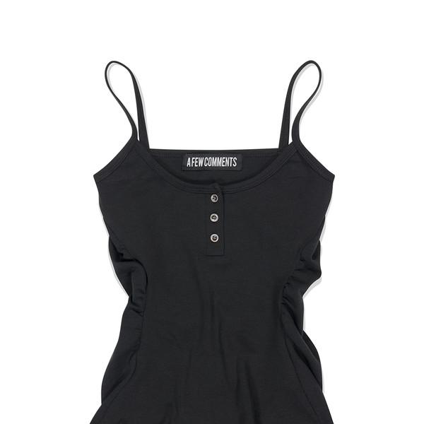 Metal button shirring tank top black