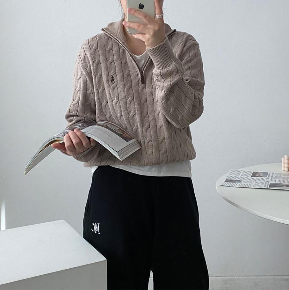 폴로 랄프로렌 코튼 케이블 반집업 니트 (5color)