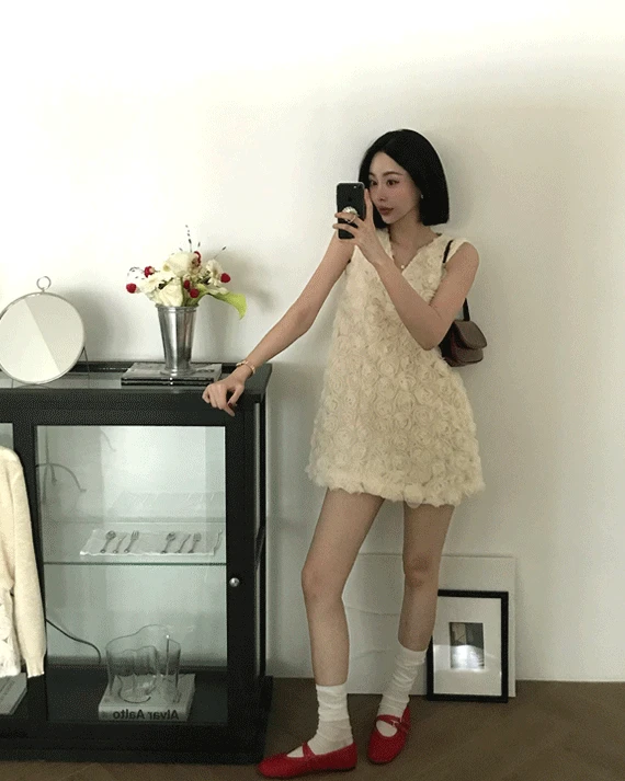 아델라 로즈 플라워 미니 원피스