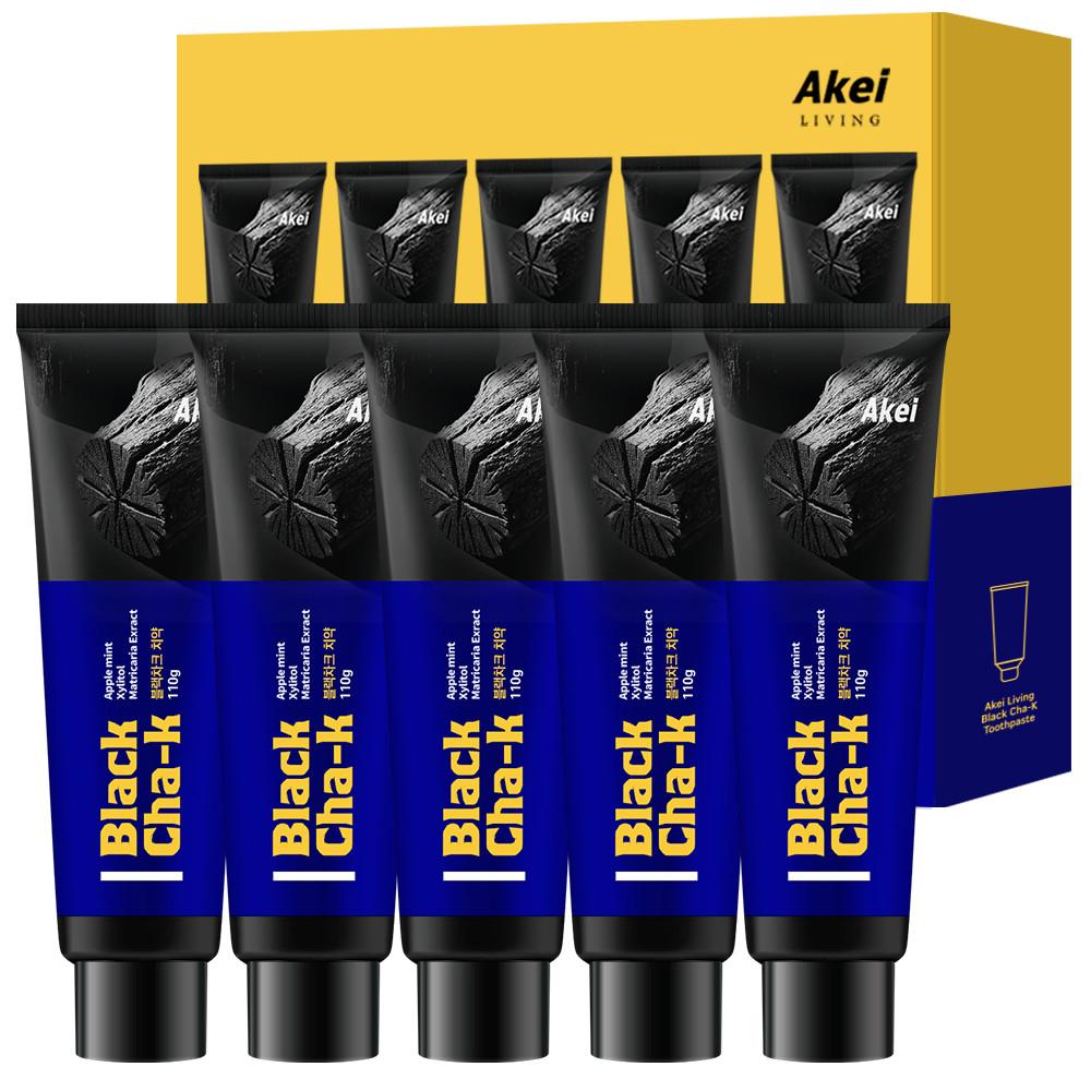 아케이 리빙 구취제거 블랙 차크치약, 110g, 5개입