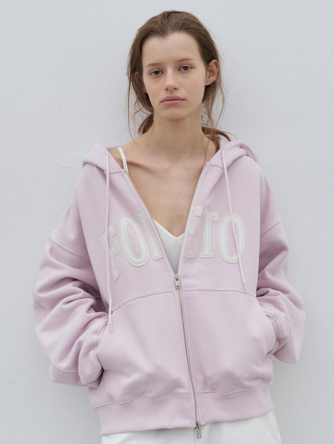 [4th/2주이상소요] Magarine patch hoody zip-up - pink