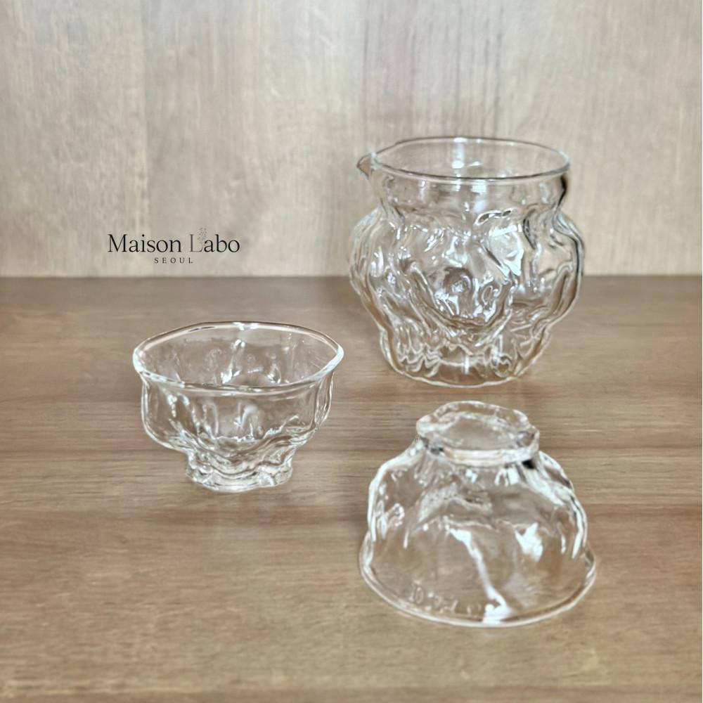 버블 쉐입 미니 글라스 사케 잔 1P & 사케 도쿠리 / 유리 소주잔 다도 찻잔