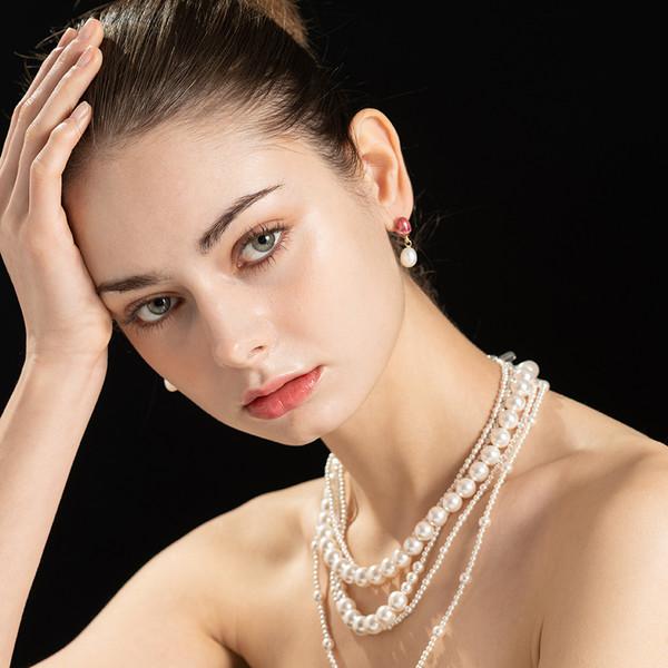 Texture Ceramic Pearl Drop Earring(MG)