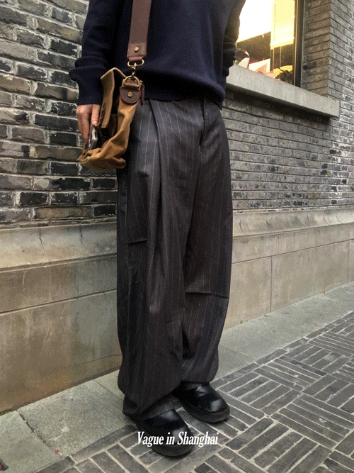 [Vague Pick!] Matin stripe curved slacks (2color)