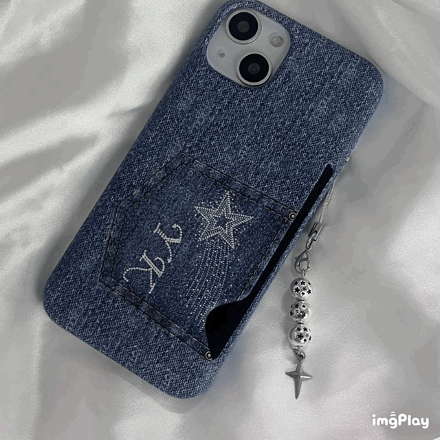 [자체제작/이니셜선택가능/그레이주문폭주⭐️] y2k star jean 무광하드 카드케이스