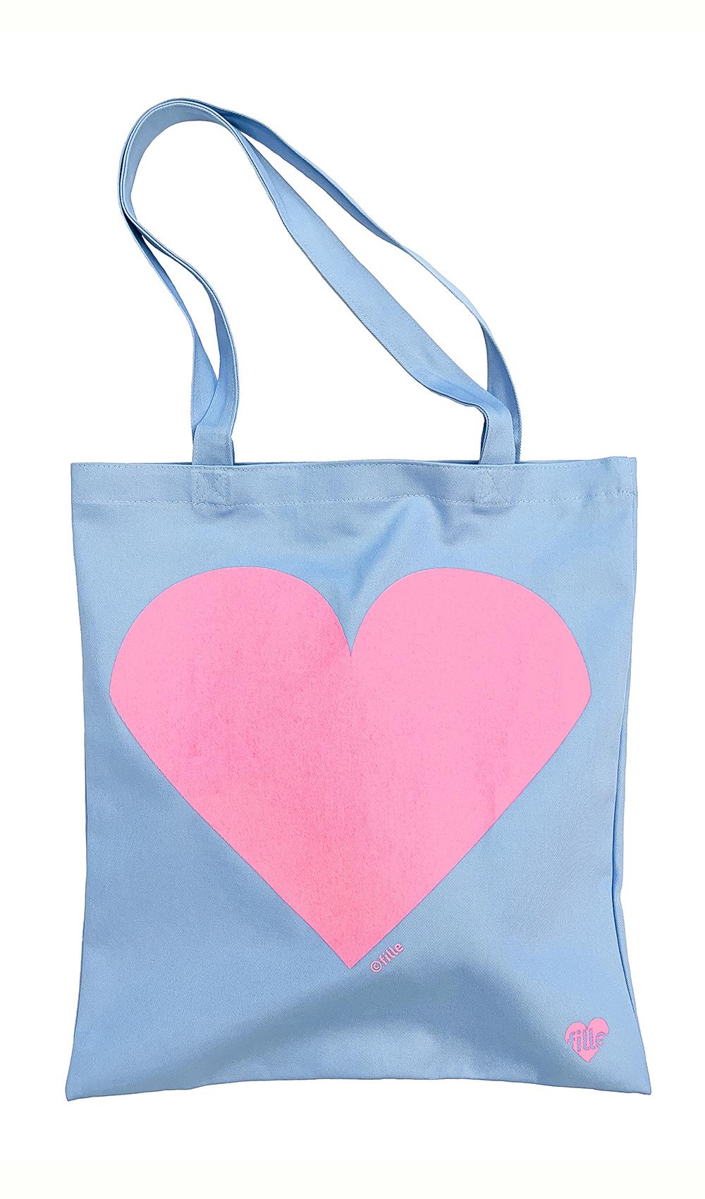 Big Heart Canvas Bag - Sky