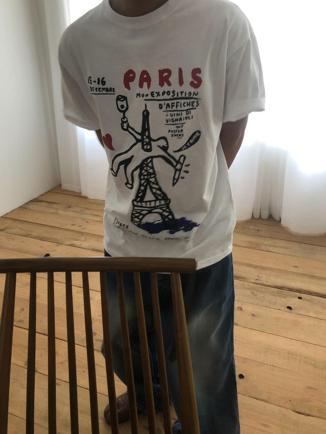 PARIS lettering half t-shirts