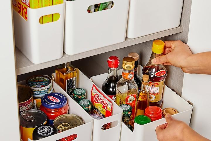 1+1 국내생산 안심소재인증 틈새 팬트리 정리 손잡이 리빙박스 M L