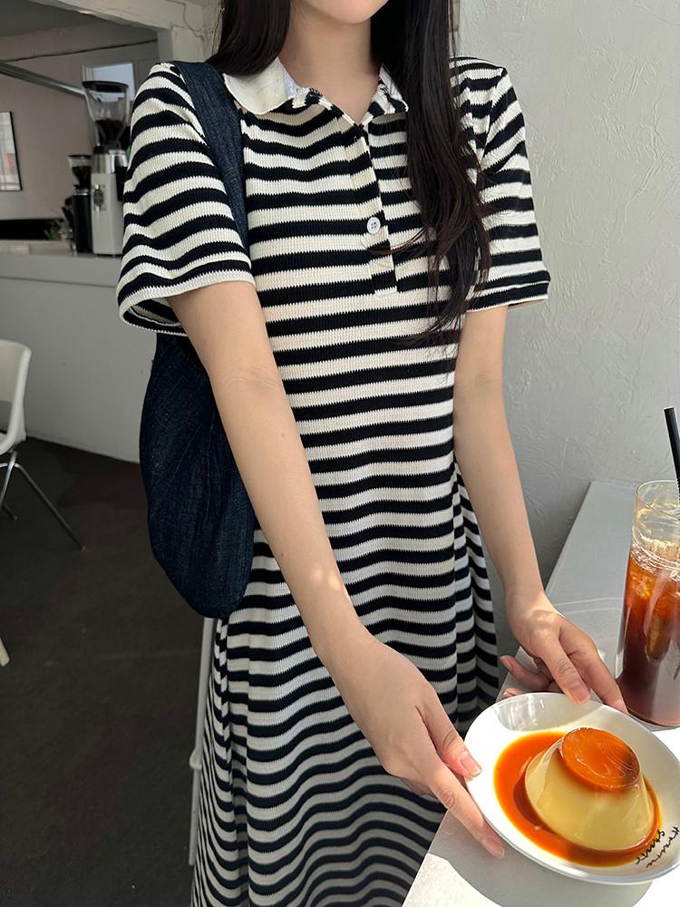 [룸룸] 단가라 플레어 드레스