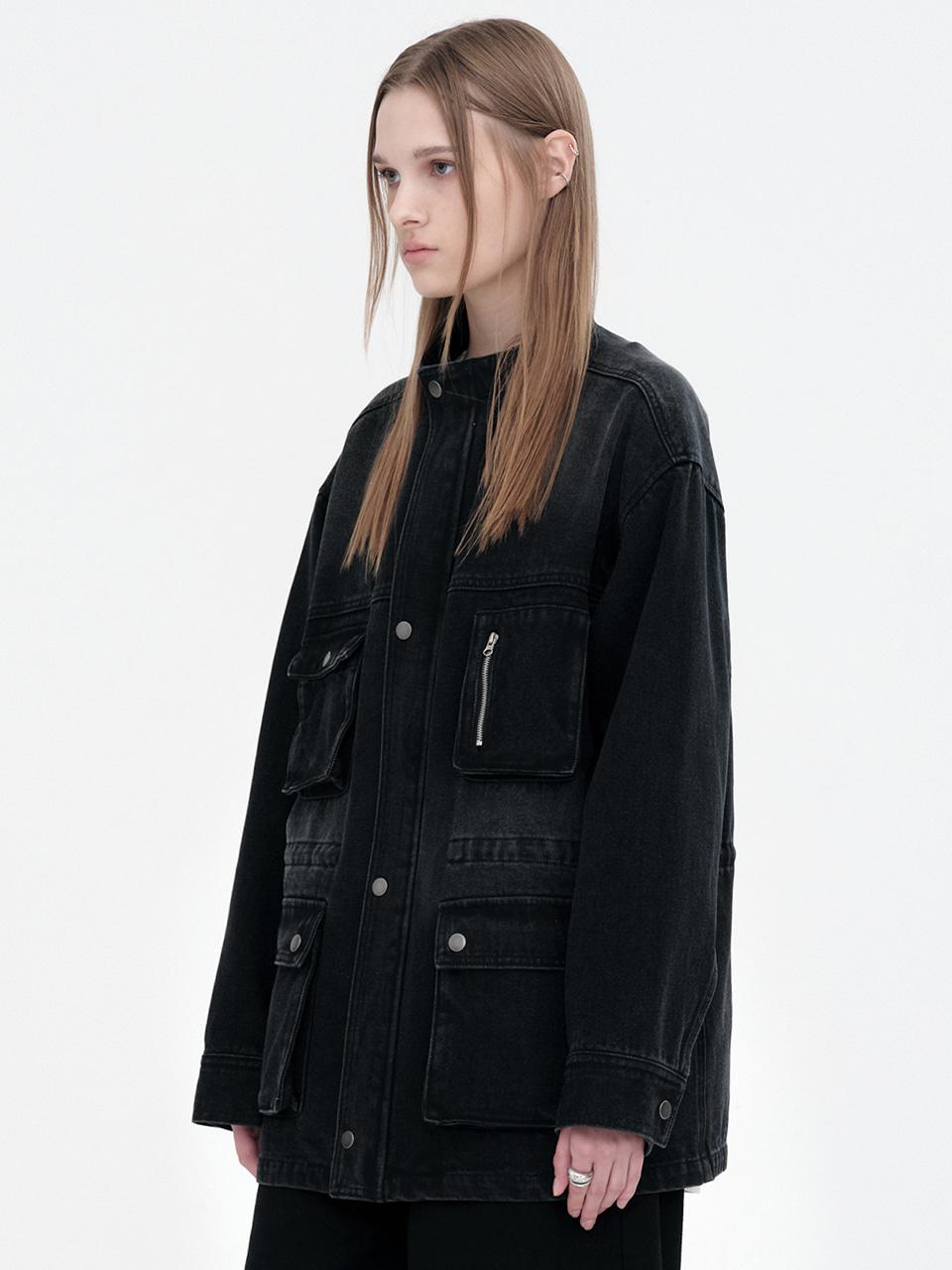 Denim Over Work Jacket [Black]