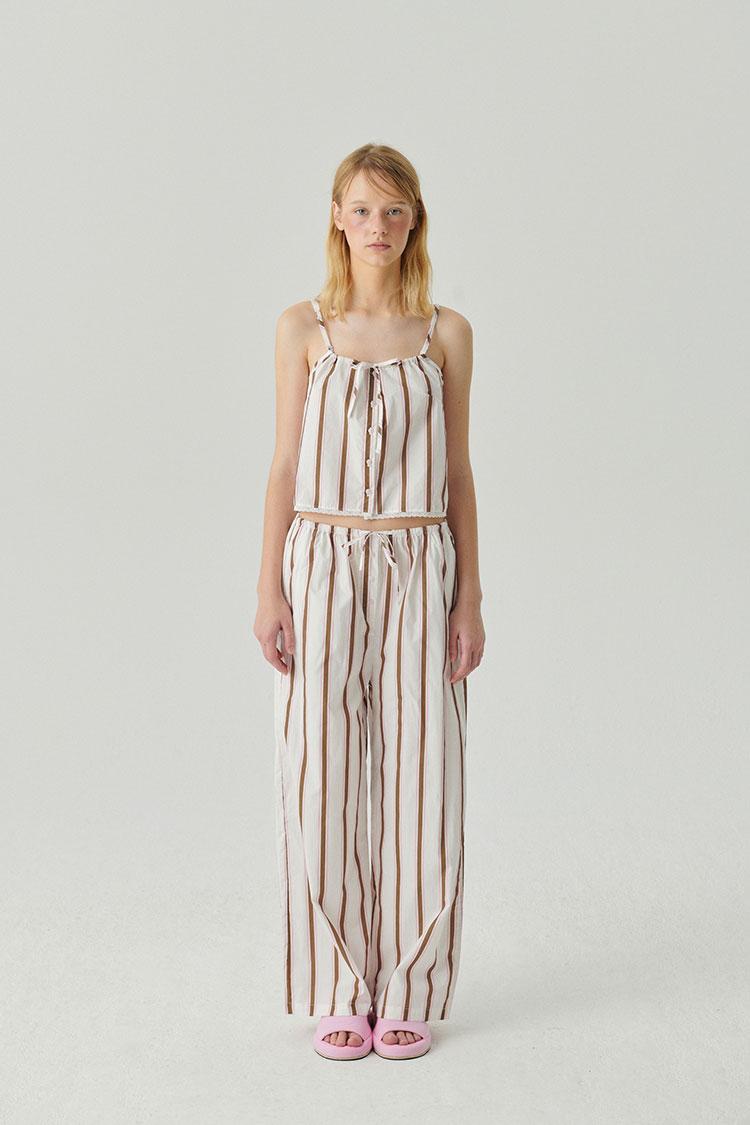 Pink Brown stripe long pants 5%