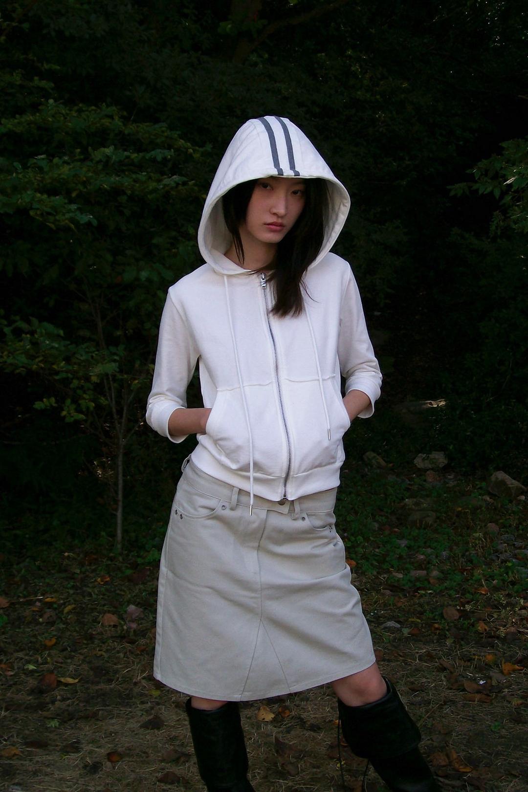 [REKNOW] CROP SLEEVE HOOD ZIP-UP (IVORY)