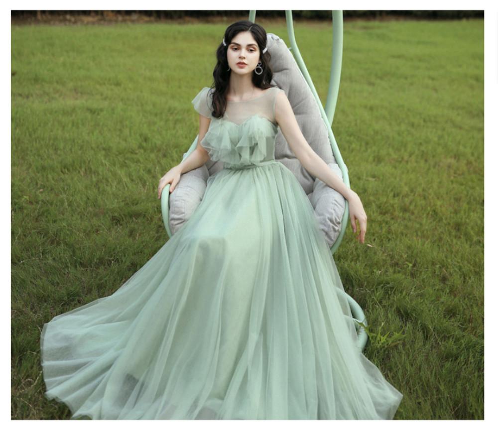 2부드레스 셀프 웨딩 유색드레스 웨딩촬영 연주 리본 이브닝 드레스