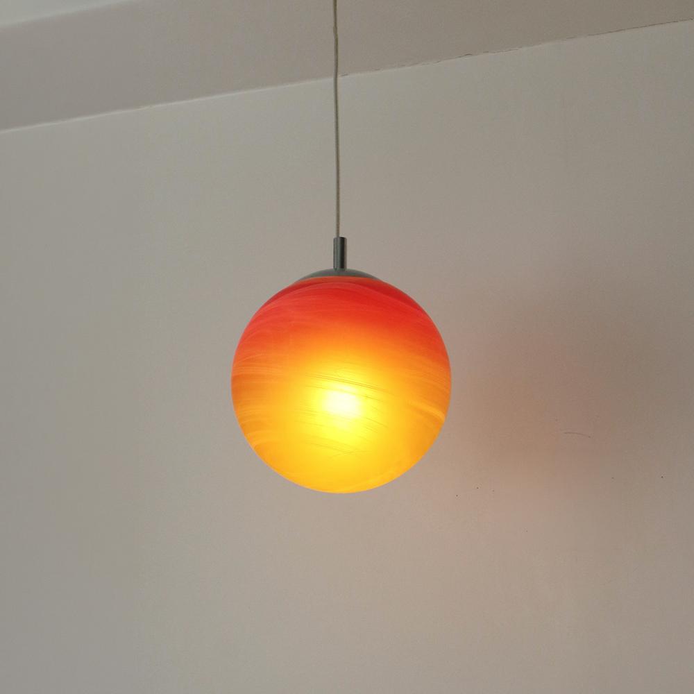 1990s ﻿WOFI Orange Planet Glass Pendant Lamp