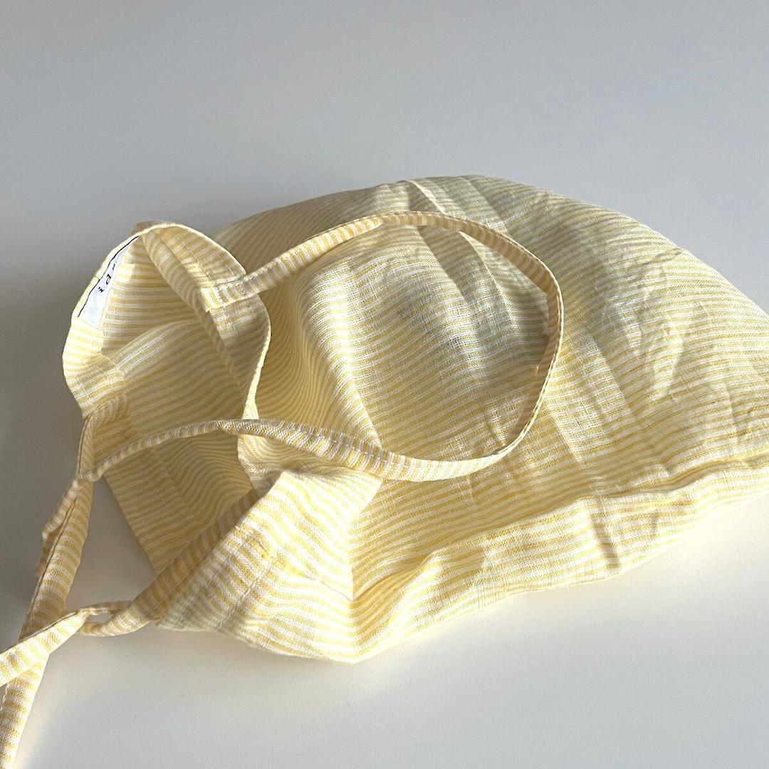 레몬 줄무늬 린넨 미니백 (Lemon stripes linen mini bag)