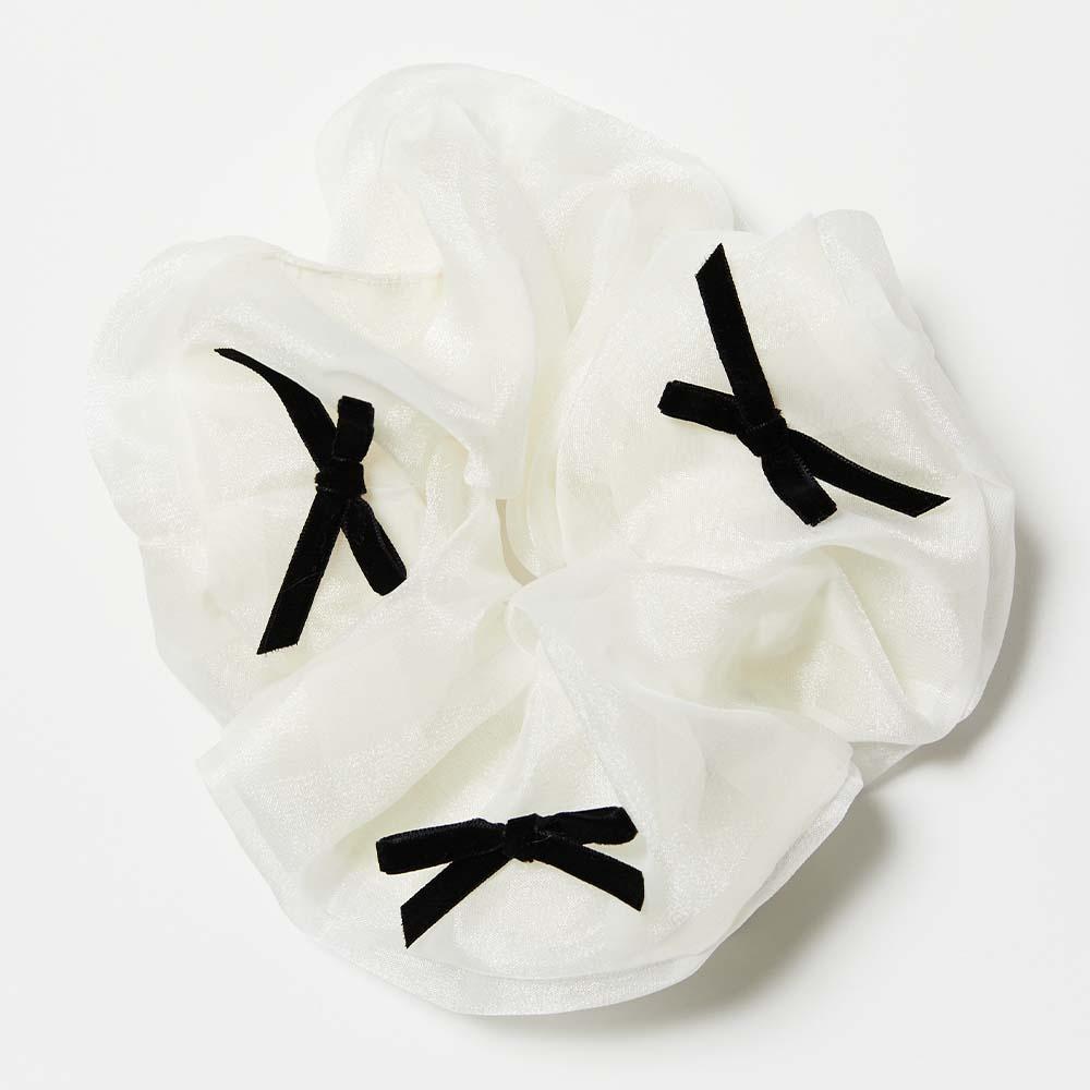 petit gingham scrunchie - blanc