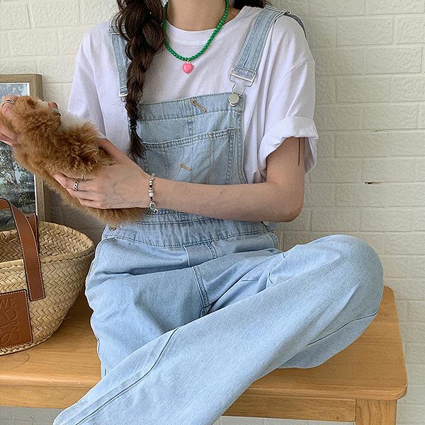 언블 데님 멜빵 팬츠 pt21574