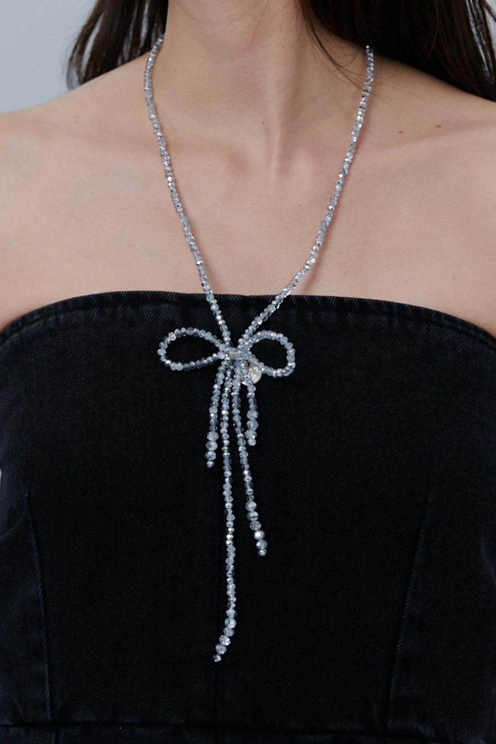 [Pre Order]  Ribbon Two way Necklace Silver