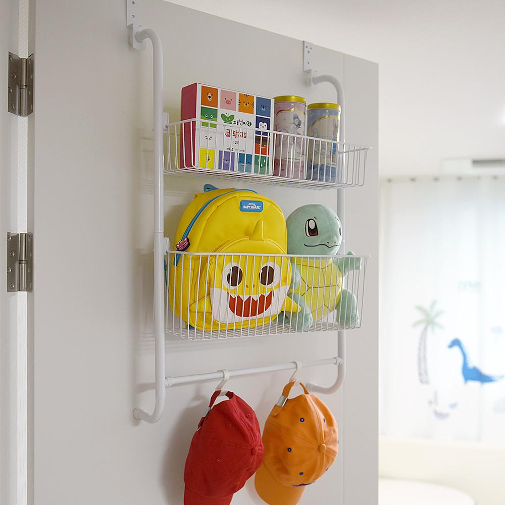 노바리빙 메탈 문걸이선반 틈새 수납 철제 선반 2단 화이트 와이어