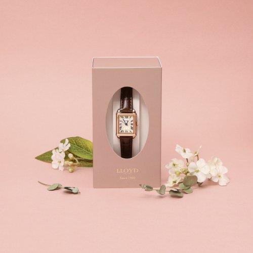 골드 스퀘어 로만 브라운 헤리티지 가죽시계 LL2G21100XGR