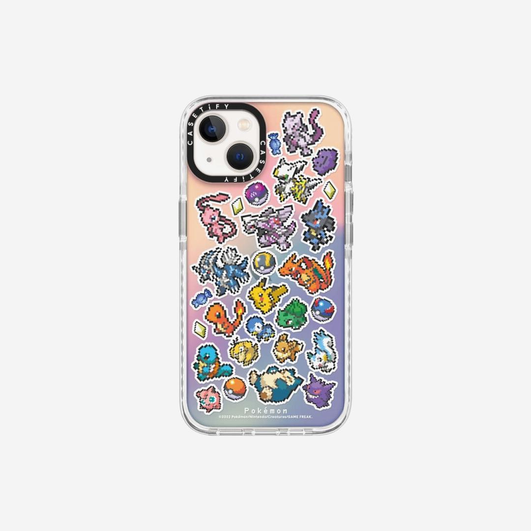 Casetify x Pokemon Pixel Sticker Mania iPhone Impact Case Iridescent
