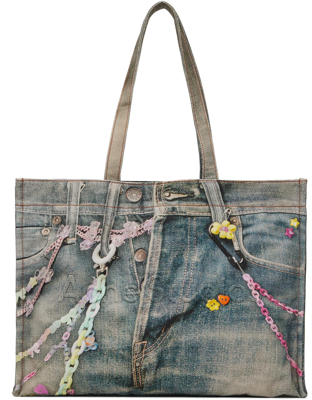 블루 로고 숄더 토트