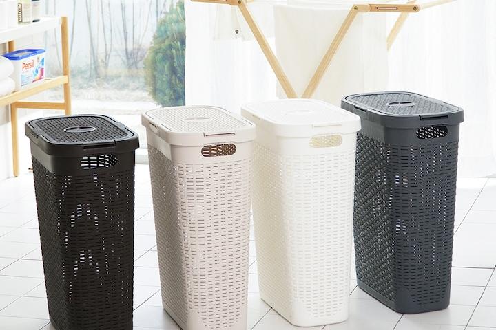 이스라엘 라탄디자인 슬림형 빨래바구니 40L