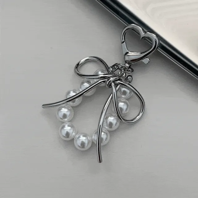 handmadeღ 실버 매듭 리본 진주 키링 폰꾸 백꾸 가방걸이 에어팟키링 자동차키링 폰키링