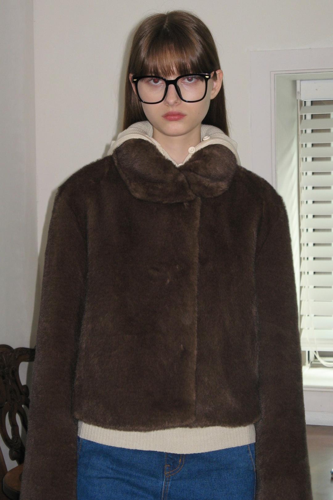 SHORT FUR JACKET (BROWN)