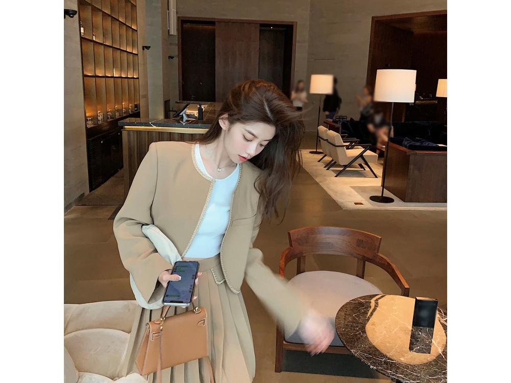 런던 자켓+플리츠 스커트 투피스 세트