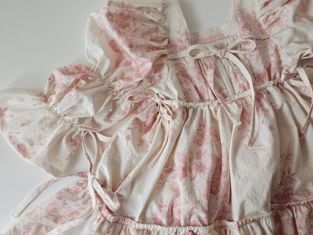 오부케드장미 빈티지 큰장미 플라워 바이오워싱 원단 / pink