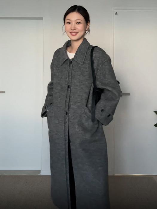 비조 더블 브레스티드 핸드메이드 롱 코트 차콜 L291