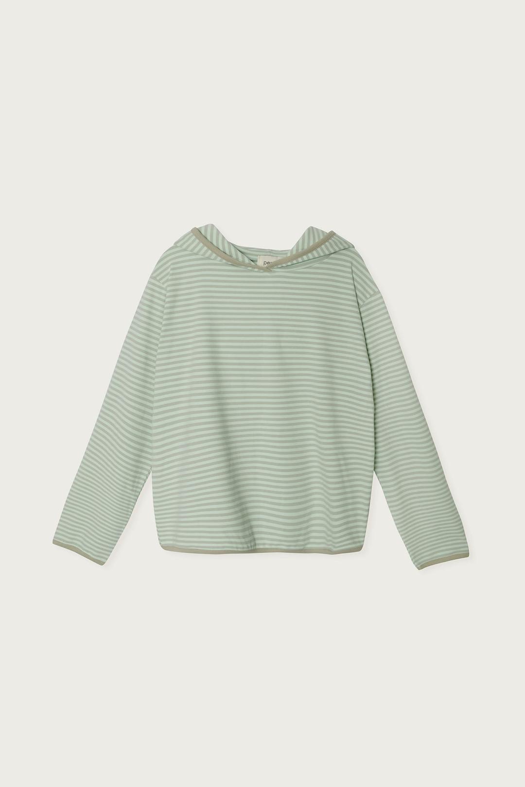 AUTUMN STRIPE HOODED TOP TEA
