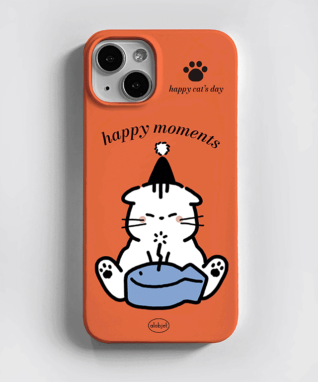 생일축하냥 고양이 폴드 냥이 해피캣 카드수납 하드 컬러 감성일러스트 범퍼케이스 유니크 디자인 지플립5 아이폰 갤럭시 z플립5 친구 생일선물 러블리 컬러 커플케이스