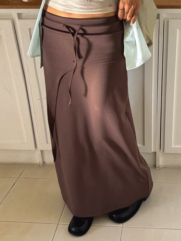 [실시간스커트주문1위/체형커버,롱다리연출] 맥시 타이 밴딩 스커트