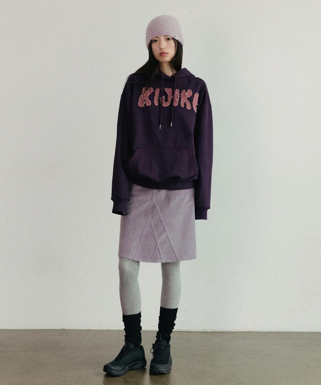 Appliqué Grunge Hood Purple