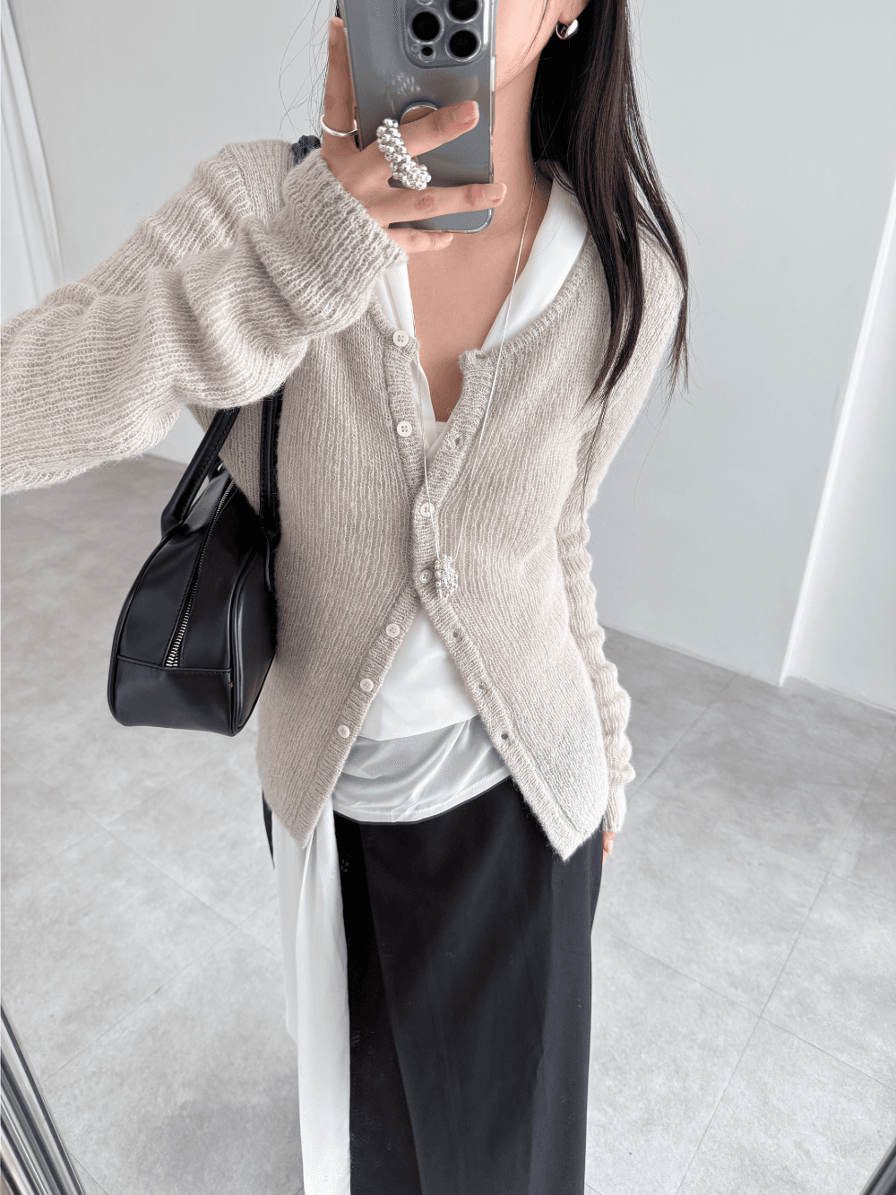 으나카이브 nude mohair cardigan (3color)