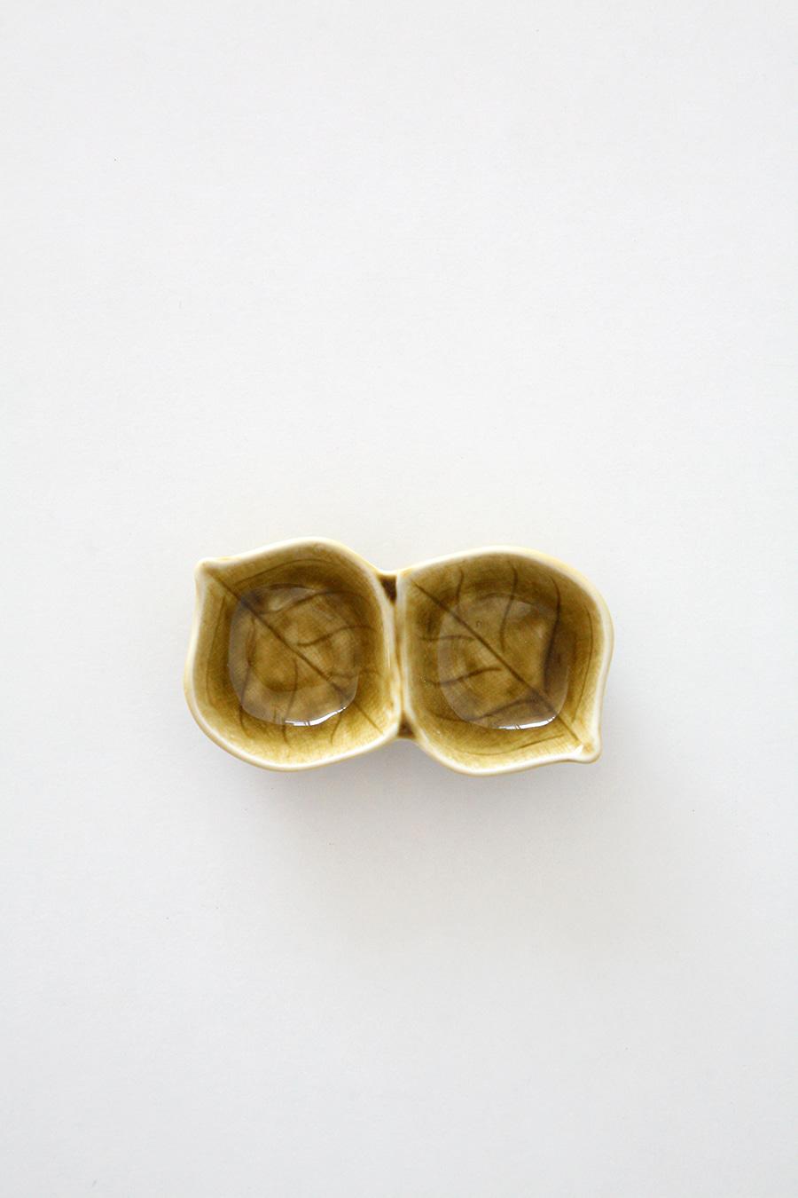 Leaf-sharing plate 2구 브라운