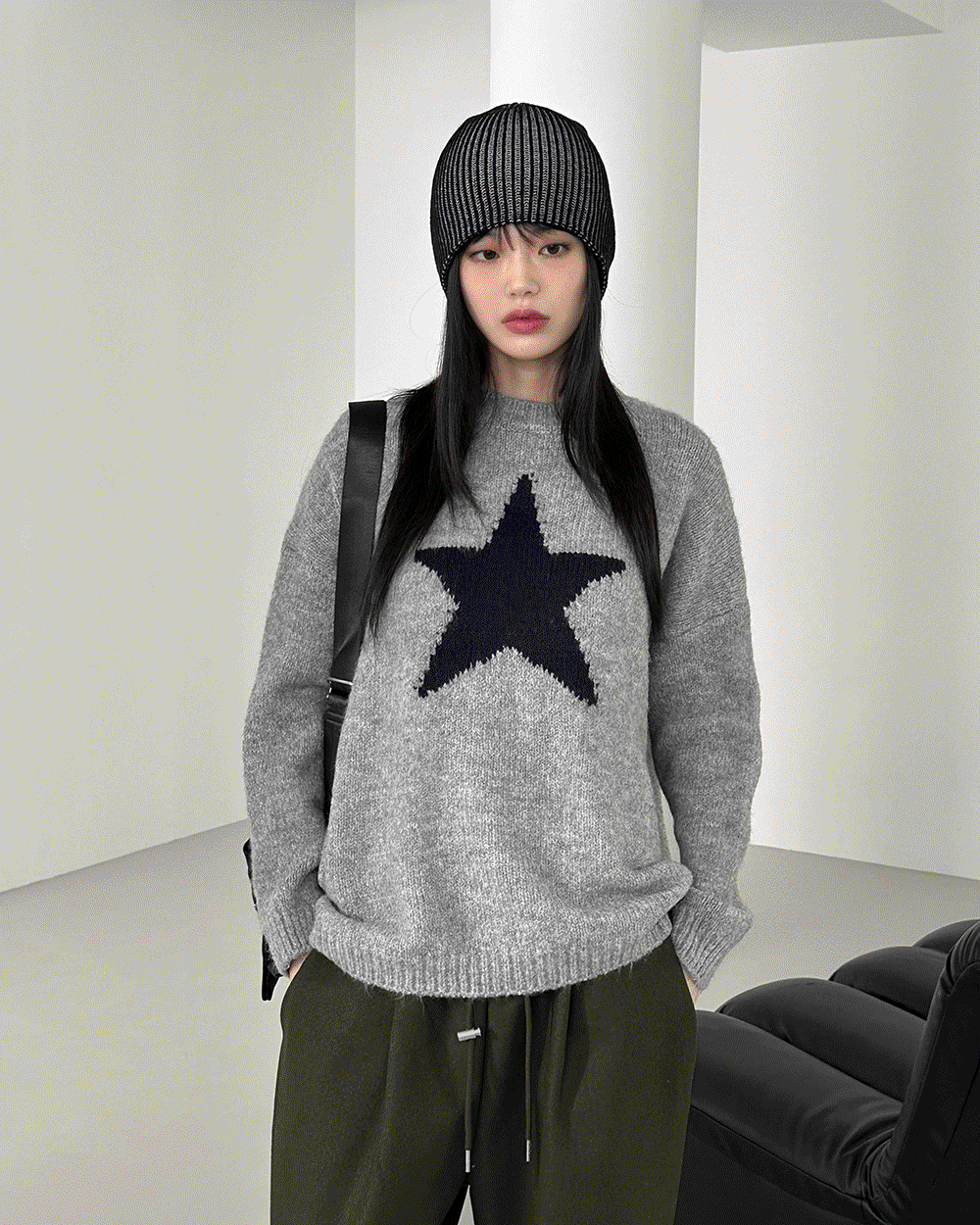 테난 하이틴 스타 별 라운드 니트