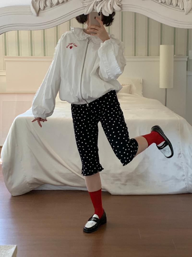 dot frill leggings pants (2color)