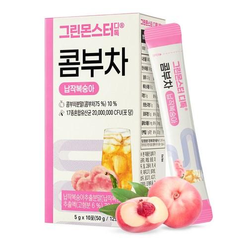 그린몬스터 디톡 콤부차 납작복숭아 50g, 5g, 10개입, 1개 - 과일/야채음료 | 쿠팡